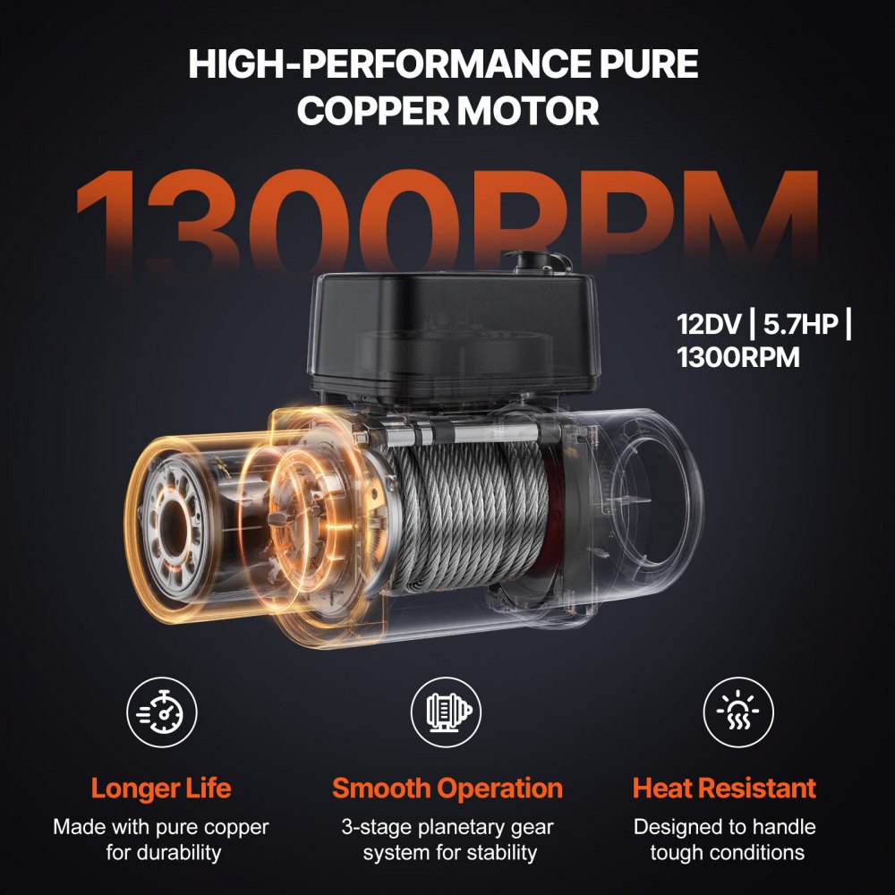 VEVOR Electric Winch, 18,000 lb, 12V DC Truck Winch with Φ7/16 in x 85 ft Steel Cable Roller Fairlead Wireless & Wired