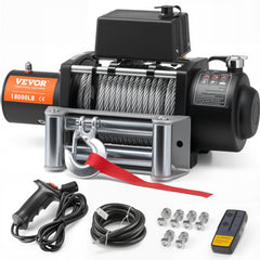 VEVOR Electric Winch, 18,000 lb, 12V DC Truck Winch with Φ7/16 in x 85 ft Steel Cable Roller Fairlead Wireless & Wired