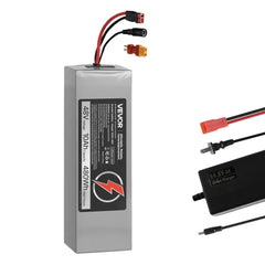 VEVOR 48V Electric Scooter Battery, 10Ah, Ebike Lithium Battery Pack with 30A BMS, Charger, T-Plug Expansion Cable
