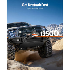 VEVOR Electric Winch, 13500 lbs Load Capacity, 12V DC Truck Winch with Φ3/8 in x 80 ft Synthetic Rope, Wireless & Wired