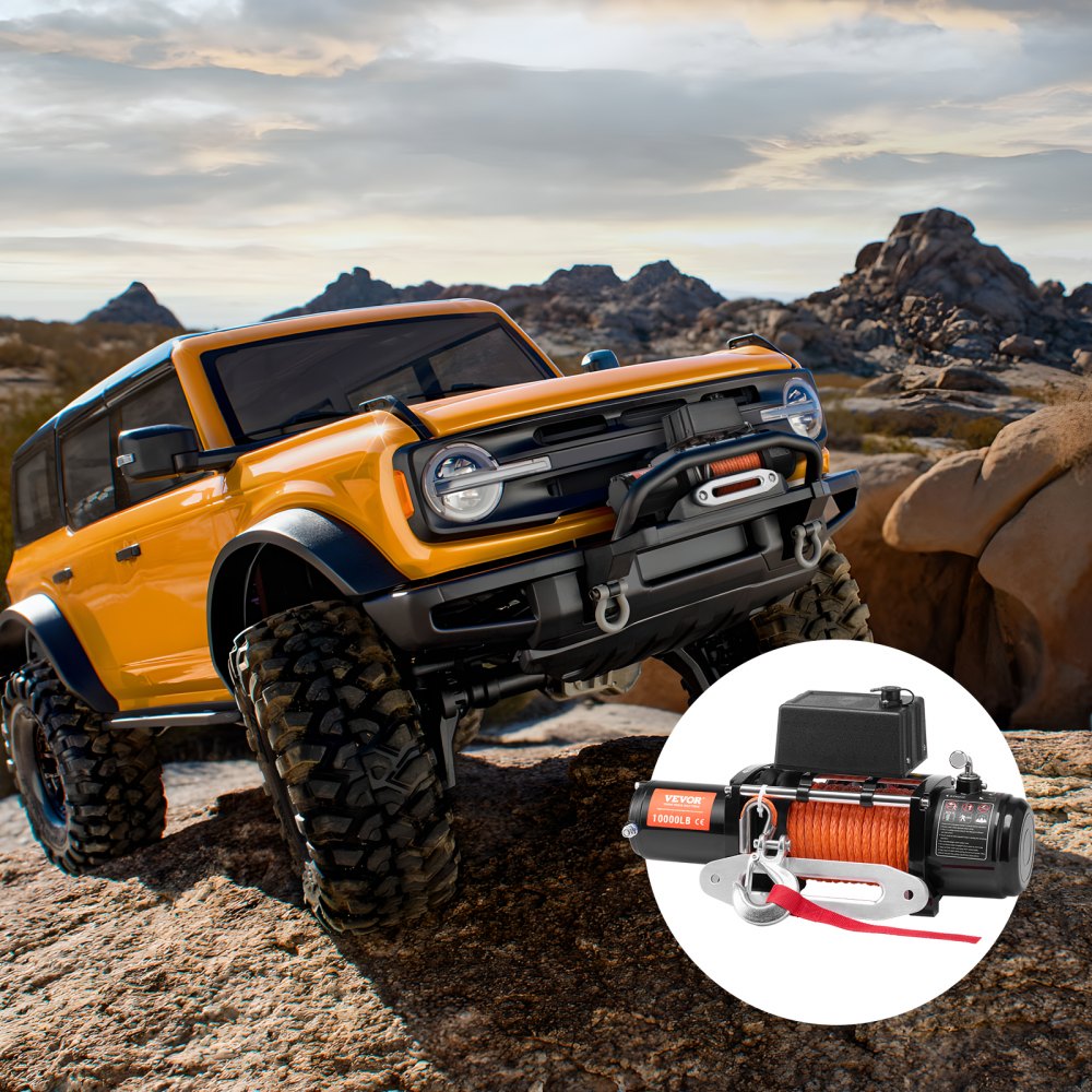 VEVOR Electric Winch, 10,000 lb, 12V DC Truck Winch with Φ7/20 in x 65 ft Synthetic Rope Aluminum Fairlead Wireless &