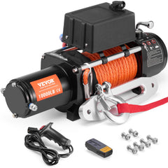 VEVOR Electric Winch, 10,000 lb, 12V DC Truck Winch with Φ7/20 in x 65 ft Synthetic Rope Aluminum Fairlead Wireless &
