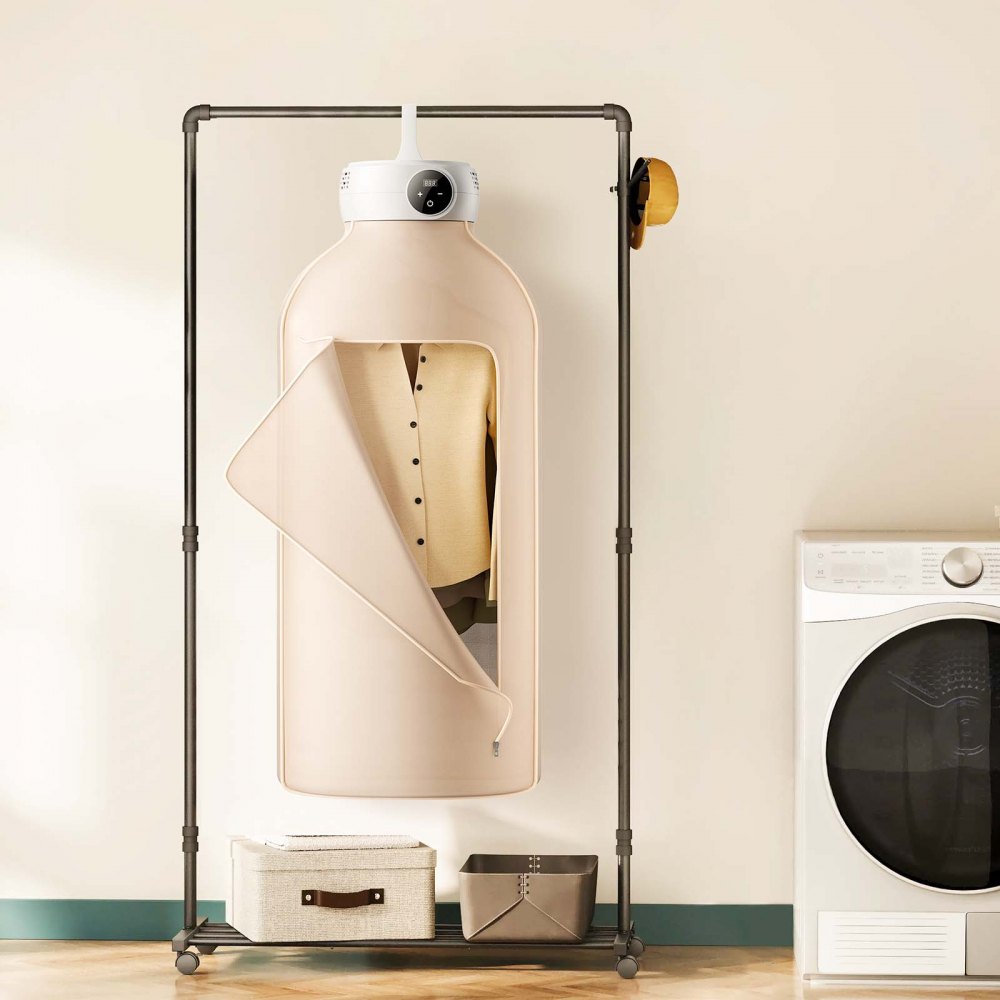VEVOR Portable Clothes Dryer, Clothes Dryer with Dryer Bag, PTC Heating & LED Display, Foldable Mini Dryer with 5-H