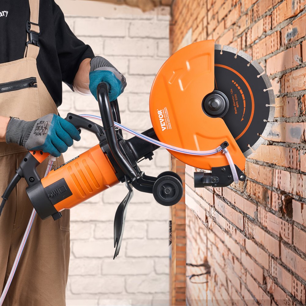 VEVOR Electric Concrete Saw, 12 in, 1800 W Motor Circular Saw Cutter with Max. 4.5 in Adjustable Cutting Depth, Wet