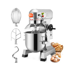 VEVOR Commercial Food Mixer 30Qt 1100W 3 Speeds Adjustable 105/180/408 RPM Heavy Duty 110V with Stainless Steel Bowl