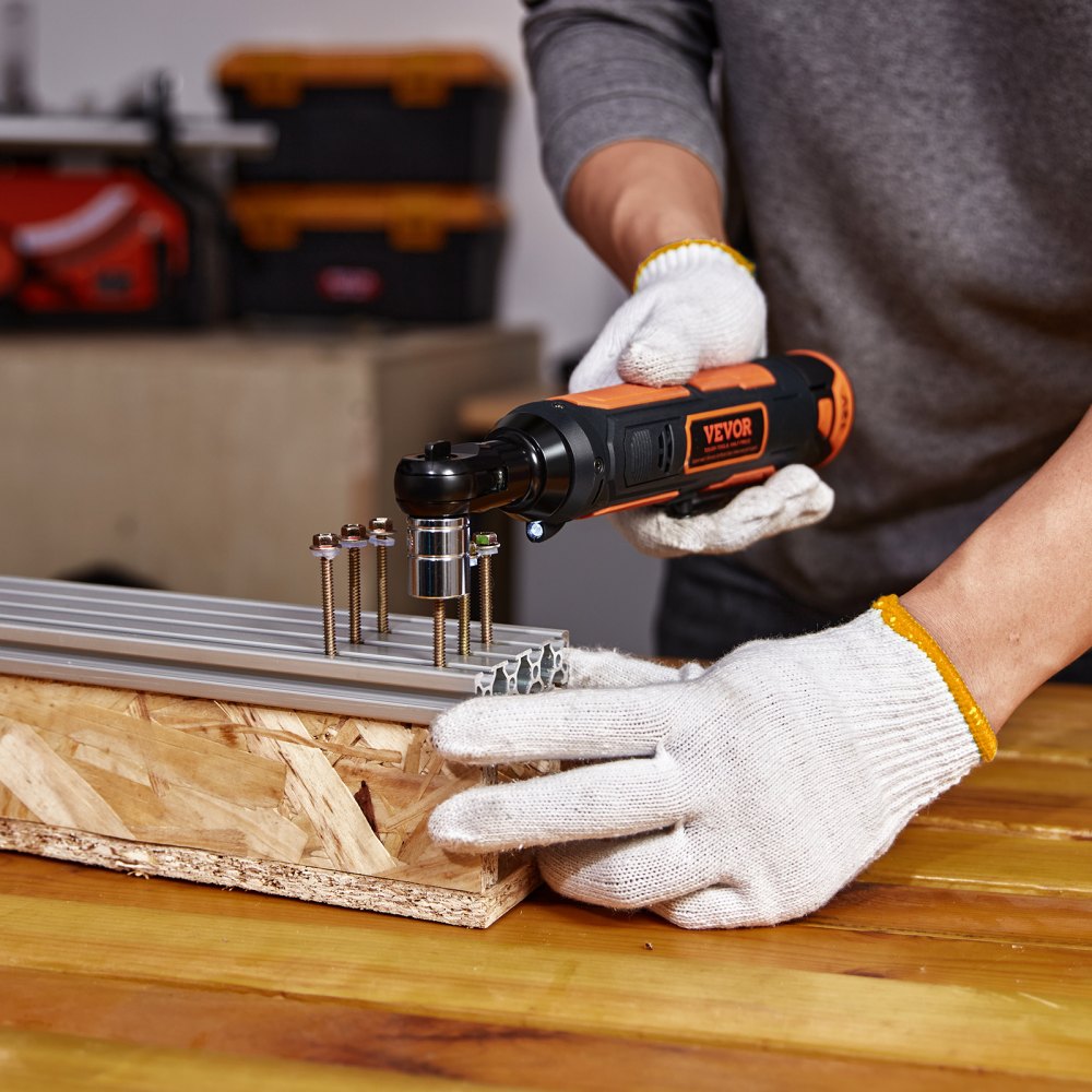 VEVOR 3/8" Cordless Electric Ratchet Wrench Set, 12V 33 Ft-lbs Power Ratchet Tool Kit, 45-Min Fast Charge, 2-Pack 2.0Ah