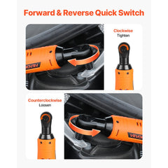 VEVOR Cordless Ratchet Wrench, 3/8 inch Drive, 240 RPM, up to 33 ft-lbs of Torque, Battery Powered Electric Ratchet