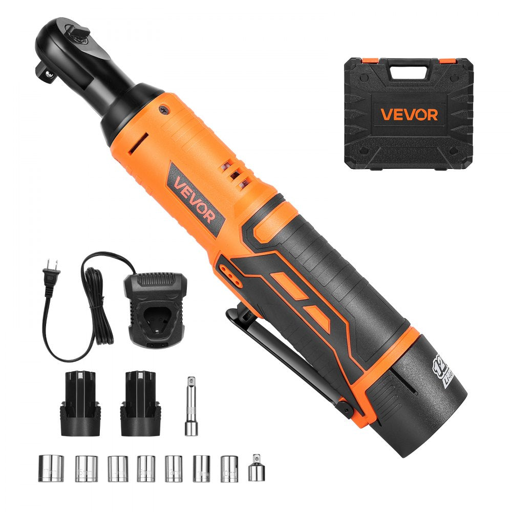 VEVOR Cordless Ratchet Wrench, 3/8 inch Drive, 240 RPM, up to 33 ft-lbs of Torque, Battery Powered Electric Ratchet