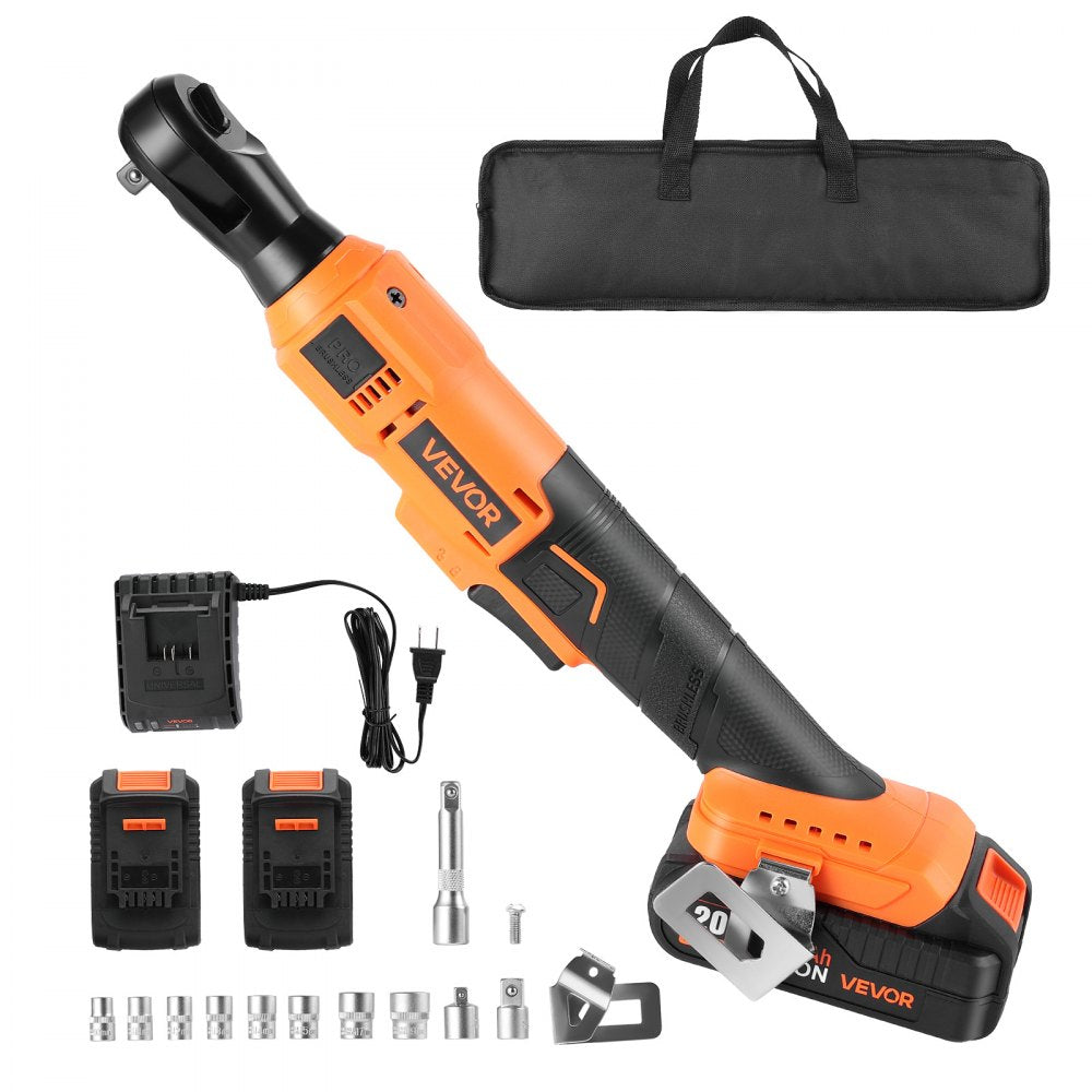 VEVOR Cordless Ratchet Wrench, 3/8 inch Drive, 230 RPM, up to 88 ft-lbs of Torque, Battery Powered Electric Ratchet
