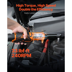 VEVOR Cordless Ratchet Wrench, 3/8 inch Drive, 240 RPM, up to 33 ft-lbs of Torque, Extended Battery Powered Electric