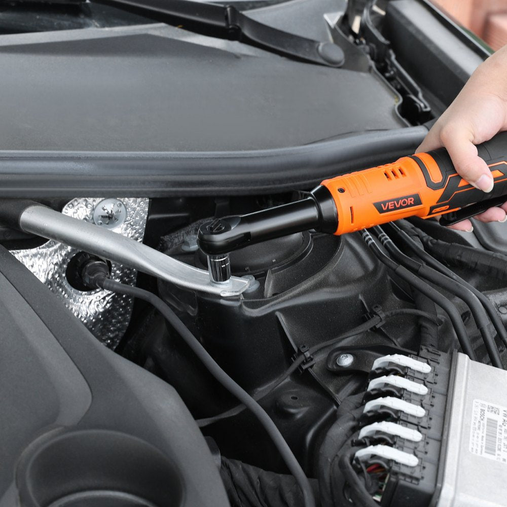 VEVOR Cordless Ratchet Wrench, 3/8 inch Drive, 240 RPM, up to 33 ft-lbs of Torque, Extended Battery Powered Electric