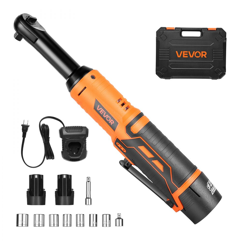 VEVOR Cordless Ratchet Wrench, 3/8 inch Drive, 240 RPM, up to 33 ft-lbs of Torque, Extended Battery Powered Electric