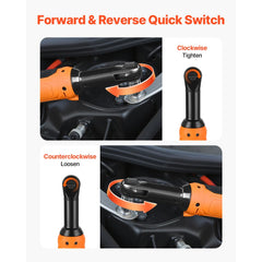 VEVOR Cordless Ratchet Wrench, 3/8 inch Drive, 230 RPM, up to 33 ft-lbs of Torque, Battery Powered Electric Ratchet