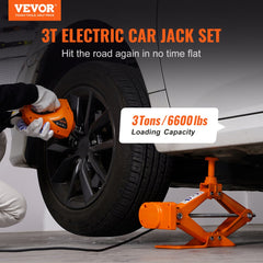 VEVOR Electric Car Jack, 3 Tons /6600 lbs Scissor Jack with Electric Impact Wrench, 12V Car Jack with Double Saddles