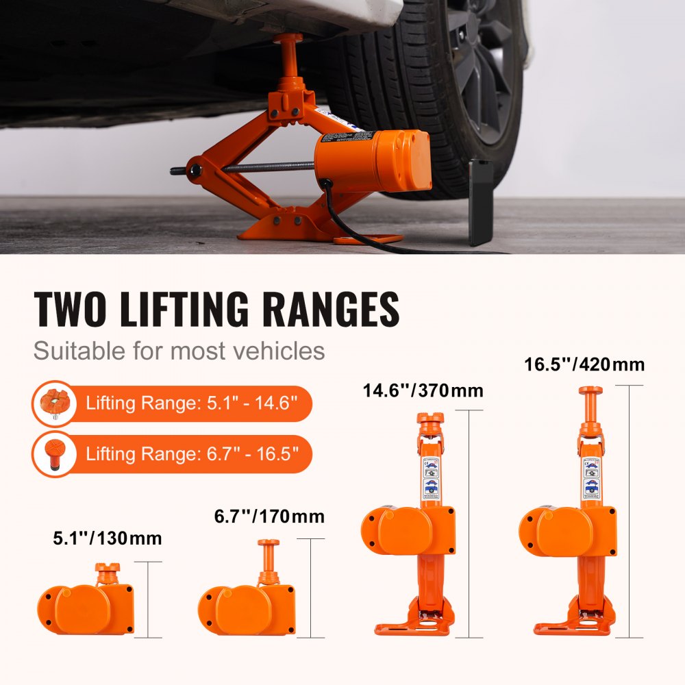 VEVOR Electric Car Jack, 3 Tons /6600 lbs Scissor Jack with Electric Impact Wrench, 12V Car Jack with Double Saddles