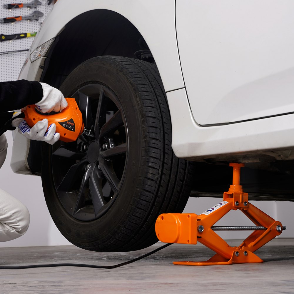 VEVOR Electric Car Jack, 3 Tons /6600 lbs Scissor Jack with Electric Impact Wrench, 12V Car Jack with Double Saddles