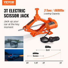 VEVOR Electric Car Jack, 3 Tons /6600 lbs Scissor Jack, 12V Electric Automatic Jack with Double Saddles and Remote