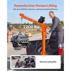 VEVOR Electric Truck Crane, 2200 lbs Pickup Truck Crane with 12V 6000 lbs Electric Winch, 360° Rotating Telescopic