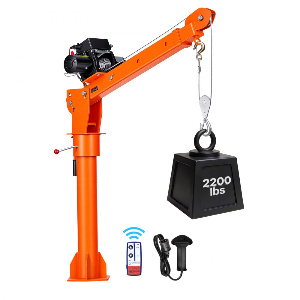 VEVOR Electric Truck Crane, 2200 lbs Pickup Truck Crane with 12V 6000 lbs Electric Winch, 360° Rotating Telescopic