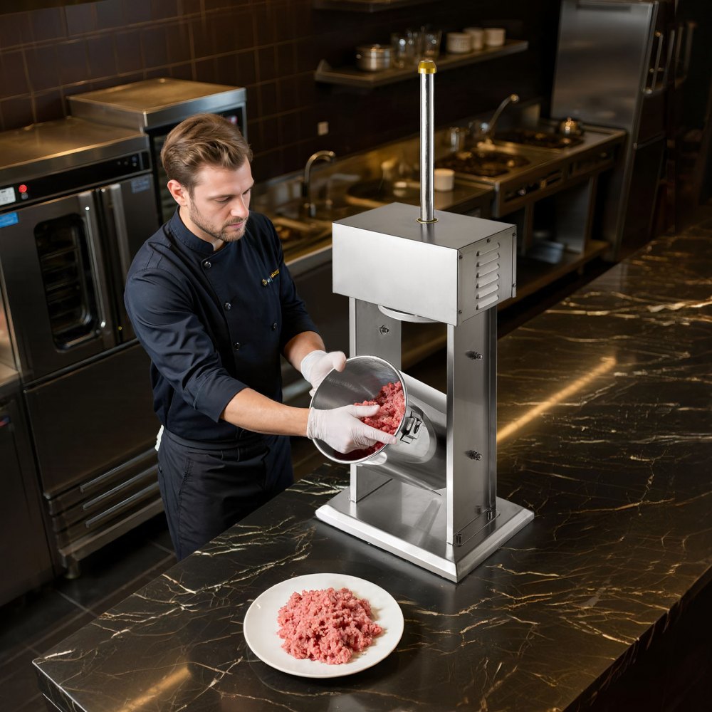 VEVOR Electric Sausage Stuffer, 25 LBS / 12 L Vertical Meat Stuffer, Stepless Speed Control and Foot Pedal, Stainless