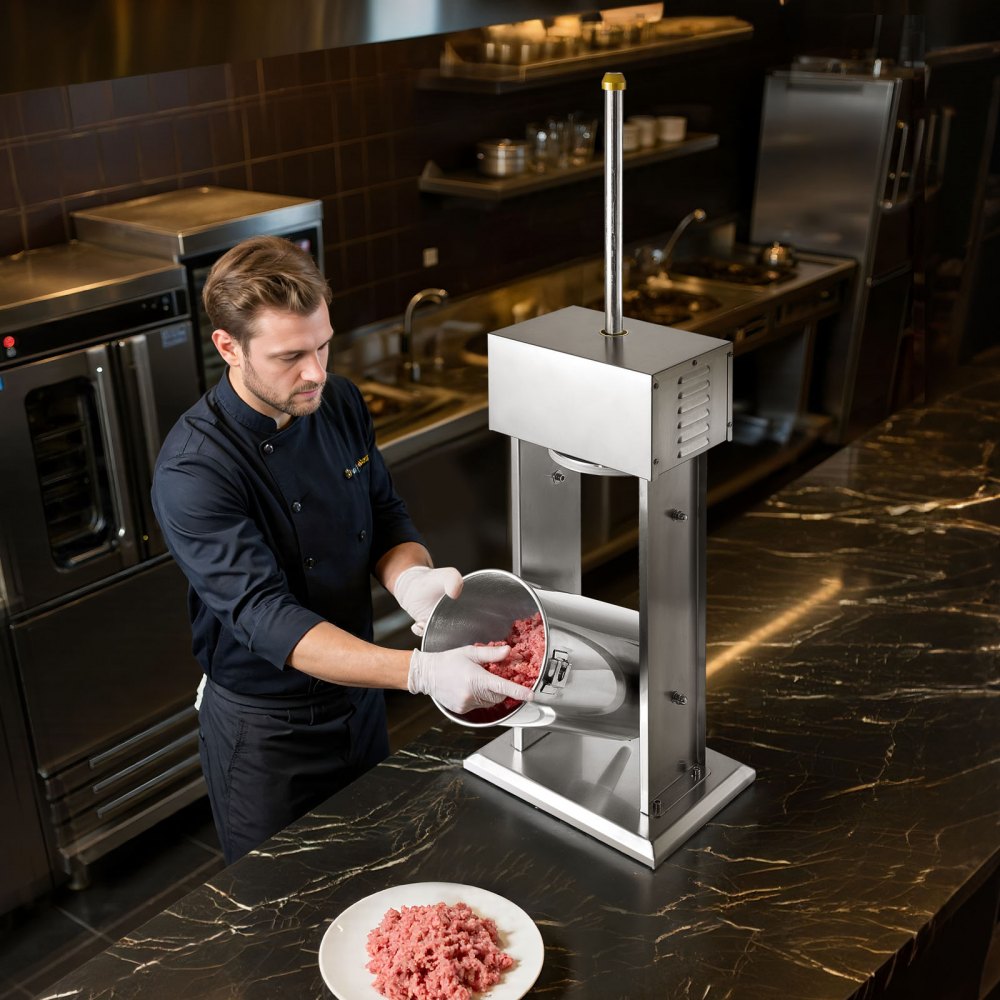 VEVOR Electric Sausage Stuffer, 33 LBS / 15 L Vertical Meat Stuffer, Stepless Speed Control and Foot Pedal, Stainless