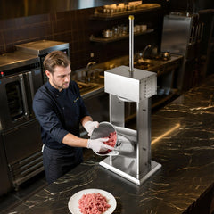 VEVOR Electric Sausage Stuffer, 33 LBS / 15 L Vertical Meat Stuffer, Stepless Speed Control and Foot Pedal, Stainless