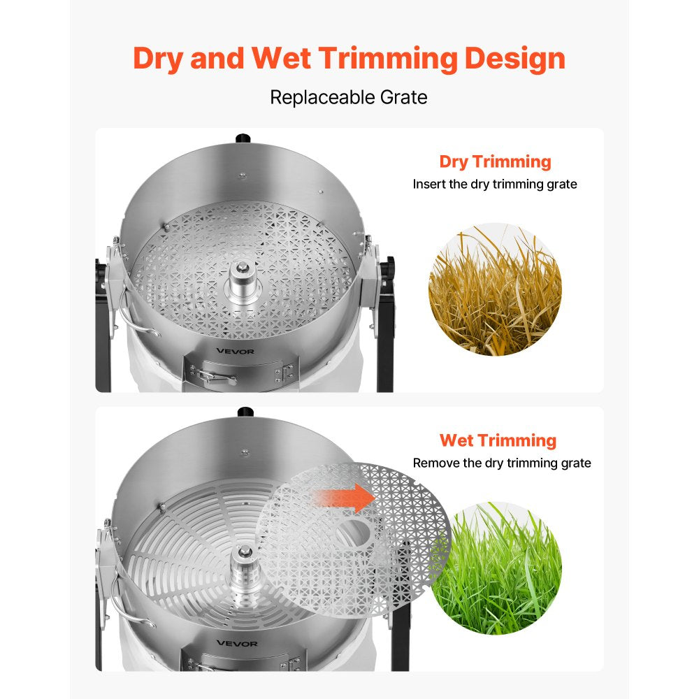 VEVOR Electric Bud Leaf Trimmer, 2-in-1 Manual & Electric, 16 in Bud Trimmer with Sharp Stainless Steel Blades, Bracket