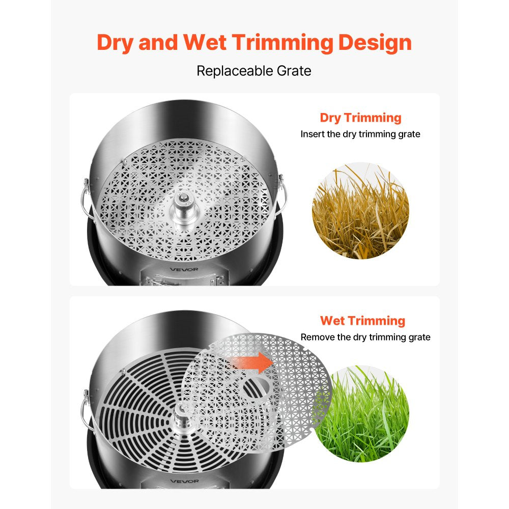 VEVOR Electric Bud Leaf Trimmer, 2-in-1 Manual & Electric, 16 in Bud Trimmer with Stainless Steel Blades, Visual
