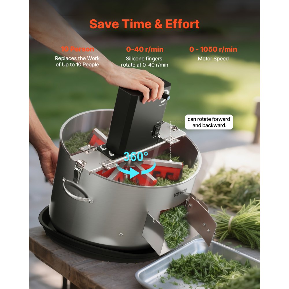 VEVOR Electric Bud Leaf Trimmer, 2-in-1 Manual & Electric, 16 in Bud Trimmer with Stainless Steel Blades, Visual