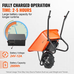 VEVOR Electric Wheelbarrow Cart, 500W Powered Utility Garden Wagon Dump Cart, 5 Cu. Ft. Load & 330 lbs Capacity with