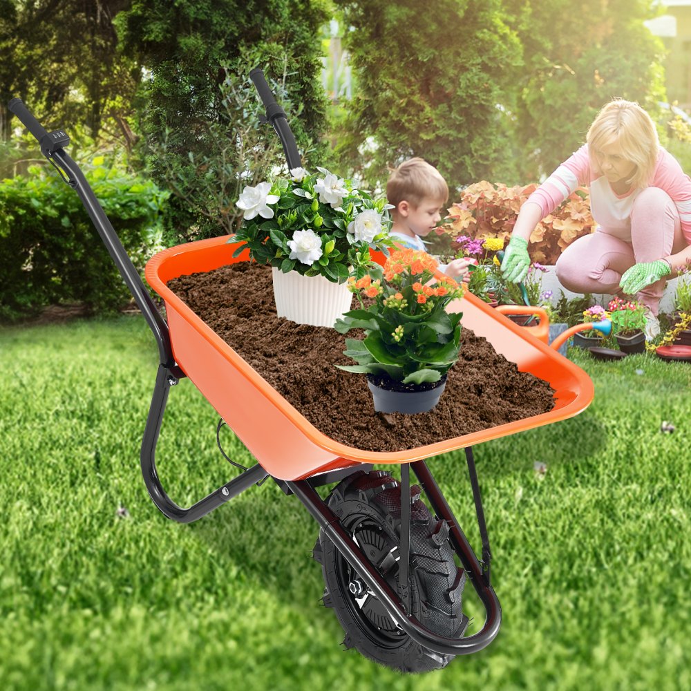 VEVOR Electric Wheelbarrow Cart, 500W Powered Utility Garden Wagon Dump Cart, 5 Cu. Ft. Load & 330 lbs Capacity with