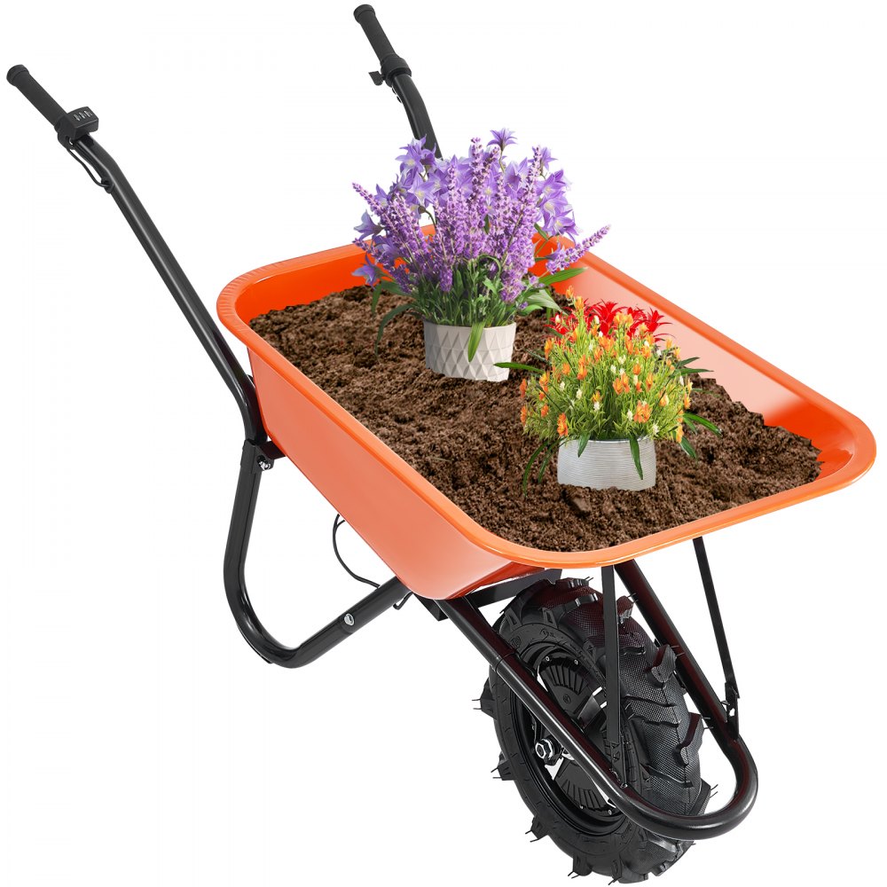 VEVOR Electric Wheelbarrow Cart, 500W Powered Utility Garden Wagon Dump Cart, 5 Cu. Ft. Load & 330 lbs Capacity with