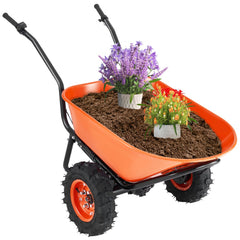 VEVOR Electric Wheelbarrow Cart, 500W Powered Utility Garden Wagon Dump Cart, 4.5 Cu Ft Load & 573 lbs Capacity with