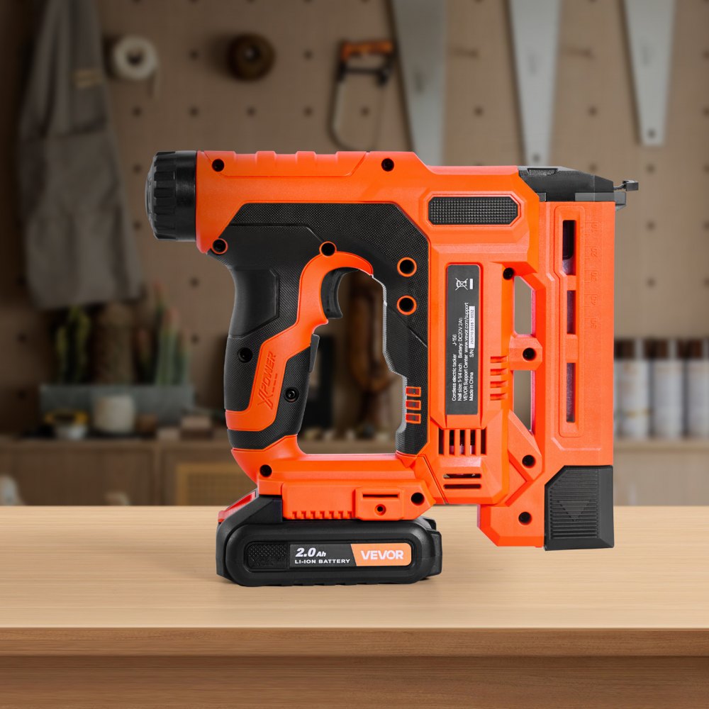 VEVOR Cordless Brad Nailer, 2-in-1 Nail Gun Staple Gun, 18 Gauge 1-1/4 inch, Includes 500 Pcs Staples and 500 Pcs