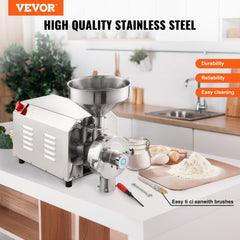 VEVOR Soybean Grinder Commercial Grinding Machine for Spices 3000W Corn Mill Grinder 100 KG/H Stainless Steel Corn