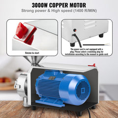 VEVOR Soybean Grinder Commercial Grinding Machine for Spices 3000W Corn Mill Grinder 100 KG/H Stainless Steel Corn