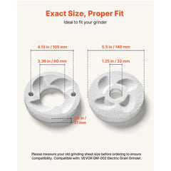 VEVOR 2PCS Grinding Sheets for Electric Grain Mill Grinder, Marble Dry & Wet Grinding Discs, Replacement Grinding