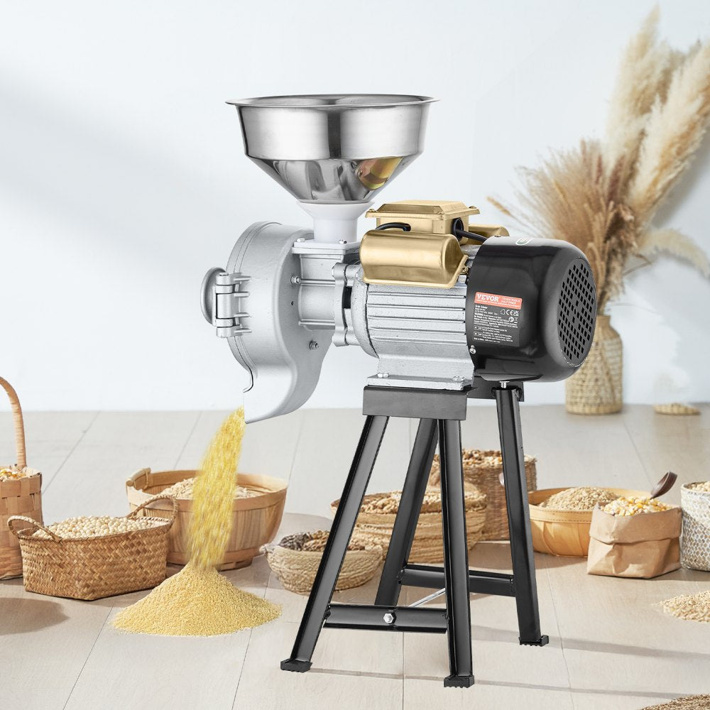 VEVOR Electric Grain Mill Grinder, 3000W Spice Grinders, Commercial Corn Mill with Funnel, Thickness Adjustable Powder