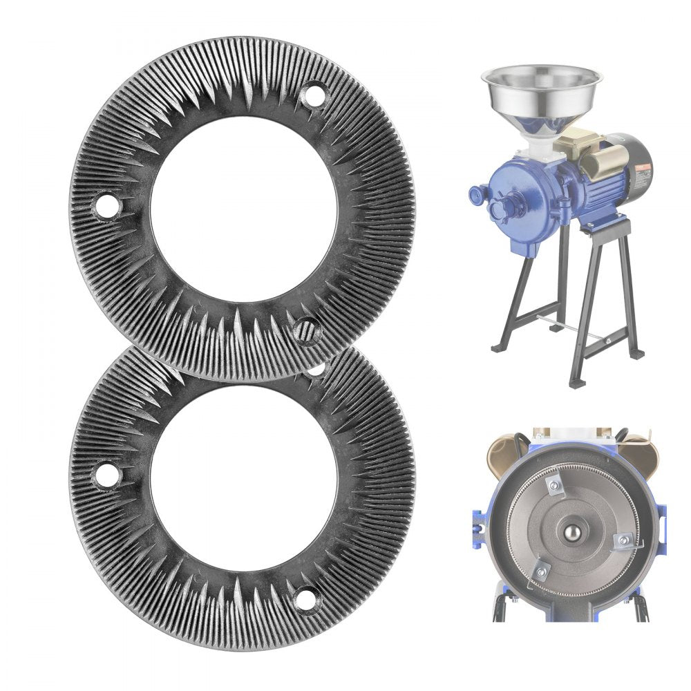 VEVOR 2PCS Grinding Sheets for Electric Grain Mill Grinder, Cast Iron Dry Grinding Discs, Replacement Grinding Plates
