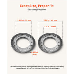 VEVOR 2PCS Grinding Sheets for Electric Grain Mill Grinder, Cast Iron Dry Grinding Discs, Replacement Grinding Plates