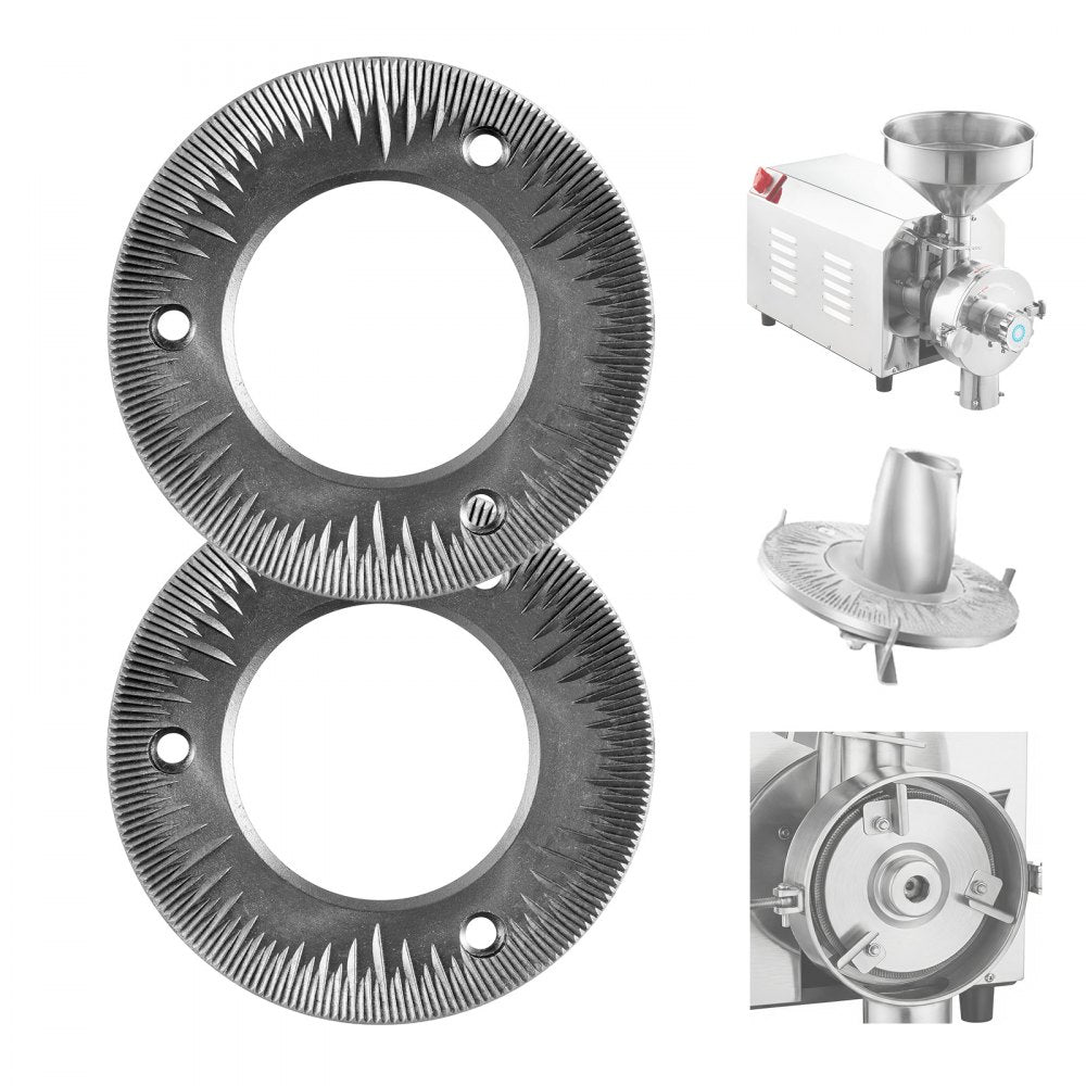 VEVOR 2PCS Grinding Sheets for Electric Grain Mill Grinder, Cast Iron Dry Grinding Discs, Replacement Grinding Plates