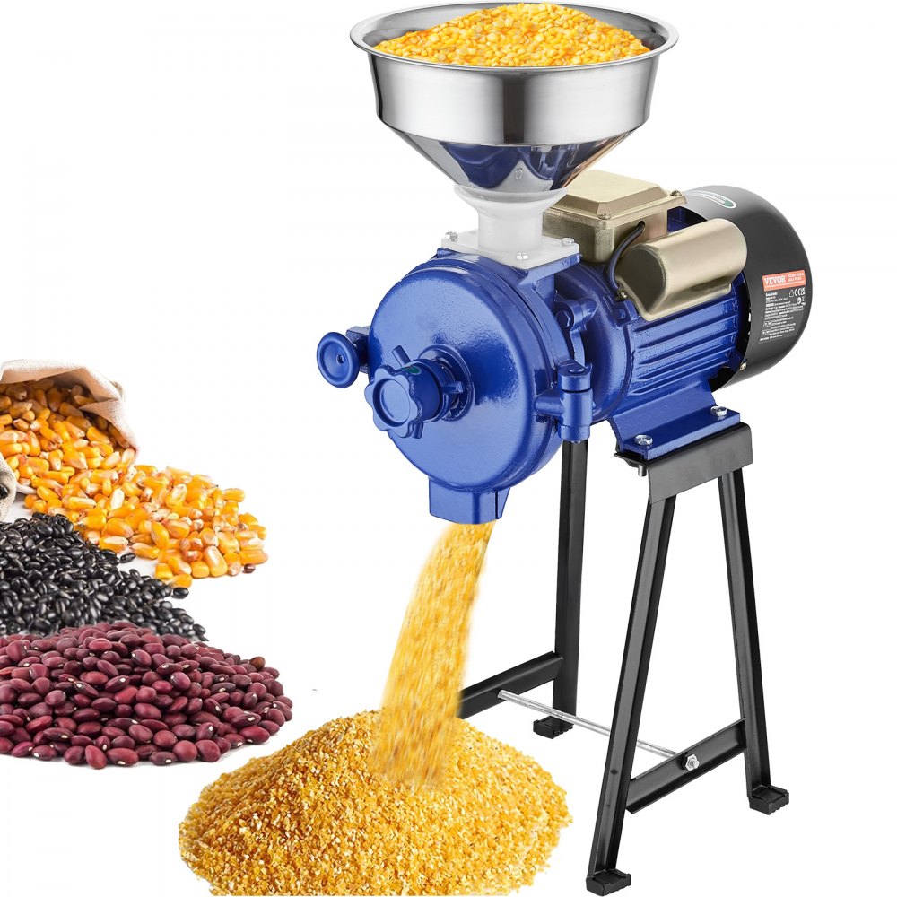 VEVOR Electric Grain Mill Grinder, 3000W Spice Grinders, Commercial Corn Mill with Funnel, Thickness Adjustable Powder