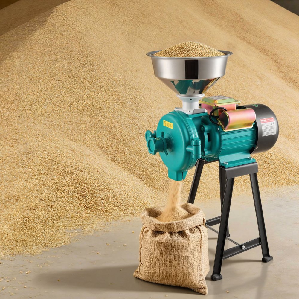 VEVOR Electric Grain Mill Grinder, 110 lbs/H Commercial Spice Grinders, 1500W Cast Iron Pulverizer Powder Machine with