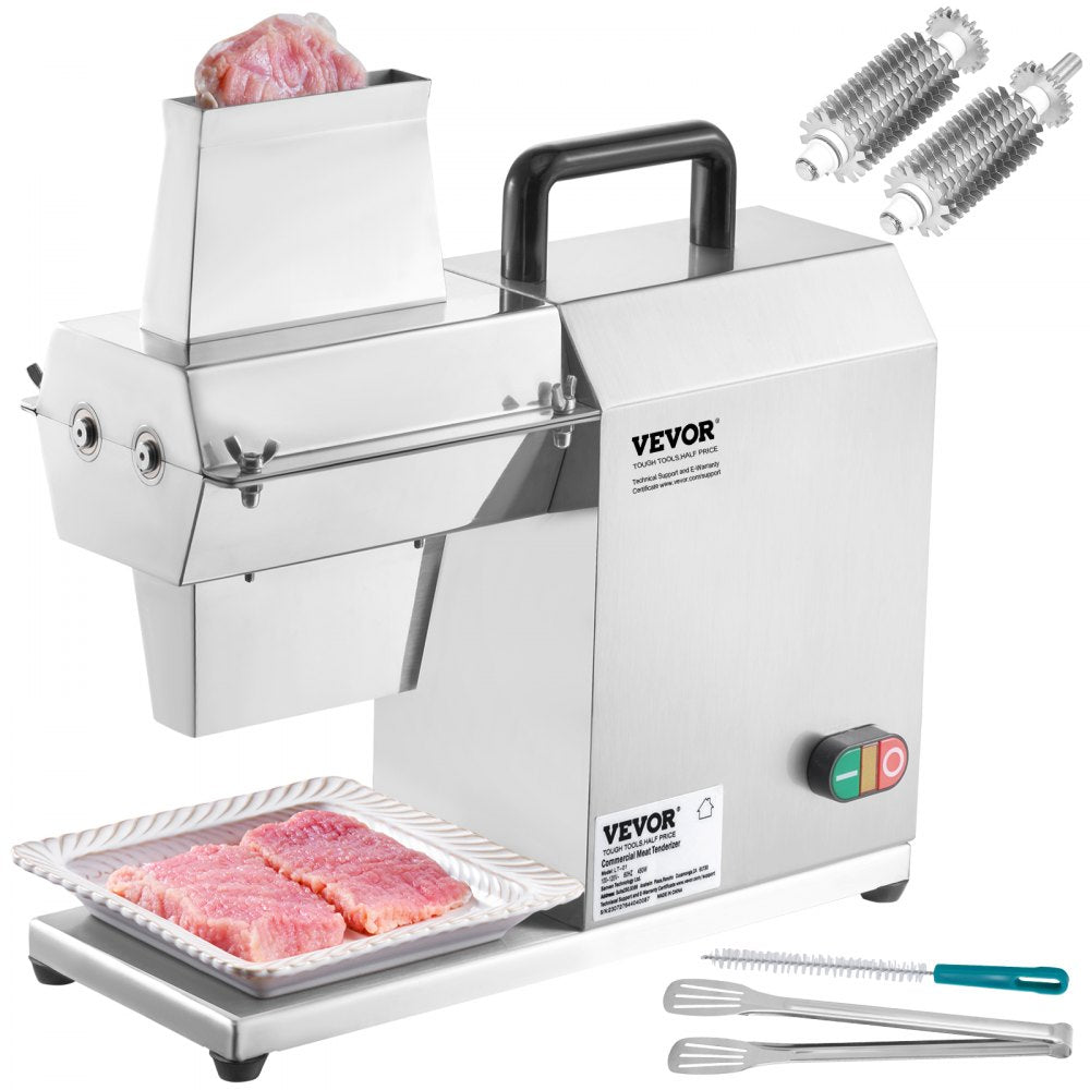 VEVOR Commercial Meat Tenderizer, Heavy Duty Stainless Steel Kitchen Tool with Handle, Meat Tong, and Cleaning Brush