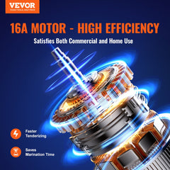 VEVOR Commercial Meat Tenderizer, Heavy Duty 304 Stainless Steel Kitchen Tool with Meat Tong, Cleaning Brush, and Tray