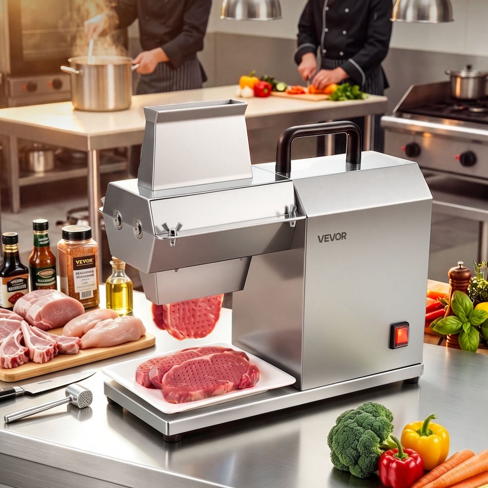 VEVOR Commercial Meat Tenderizer, 450W Electric Beef Machine 265 Lbs/H, for Turkey Chicken Pork, Heavy Duty Stainless