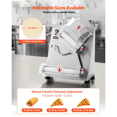 VEVOR Pizza Dough Roller Sheeter, 3-14 Inch Automatic Stainless Steel Pizza Press, Commercial Electric 370W Pasta Maker