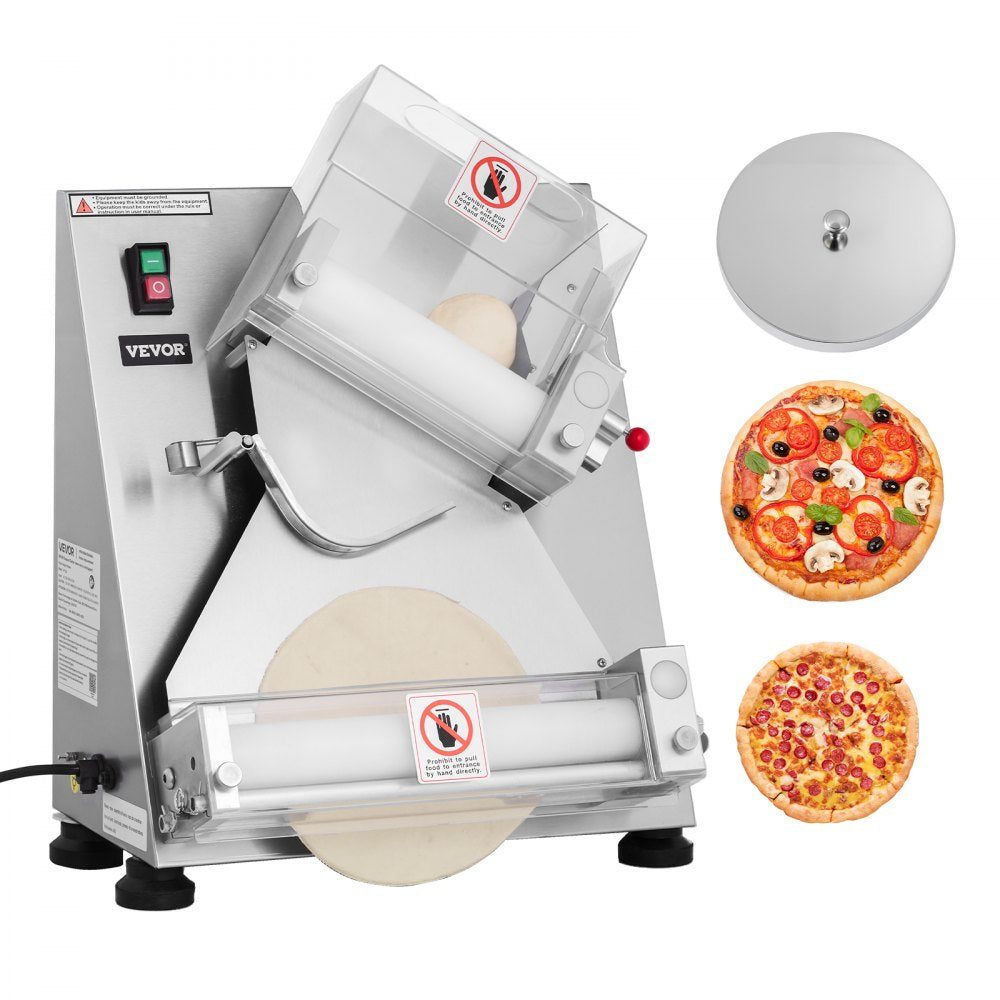 VEVOR Pizza Dough Roller Sheeter, 3-14 Inch Automatic Stainless Steel Pizza Press, Commercial Electric 370W Pasta Maker