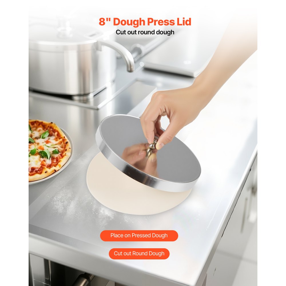 VEVOR Pizza Dough Roller Sheeter, 3-16 Inch Semi-automatic Stainless Steel Pizza Press, Commercial Electric 390W Pasta