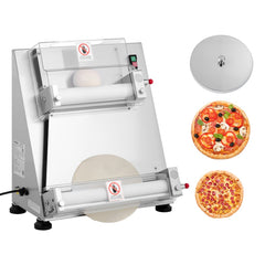 VEVOR Pizza Dough Roller Sheeter, 3-16 Inch Semi-automatic Stainless Steel Pizza Press, Commercial Electric 390W Pasta